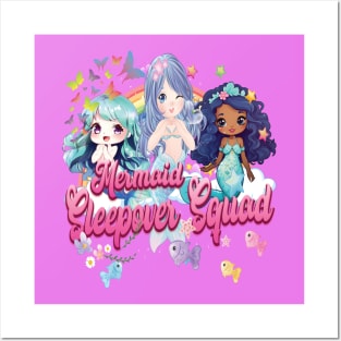 Mermaid Sleepover Squad Slumber Party Gifts Cute Girl Ladies Adults Posters and Art